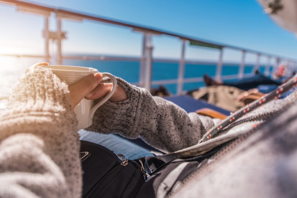 Cruisers relaxing on the ship deck